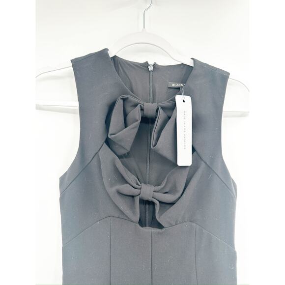 Black Halo Zita Black Bow Slim Leg Sleeveless Evening Jumpsuit Size 0 - Picture 3 of 6